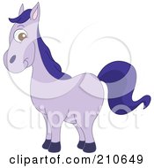 Poster, Art Print Of Cute Barnyard Purple Horse In Profile