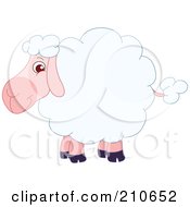 Poster, Art Print Of Cute Fluffly White Barnyard Sheep In Profile