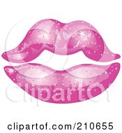 Poster, Art Print Of Pair Of Sparkly Feminine Lips With Purple Lipstick