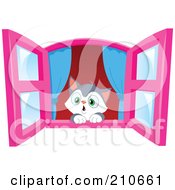 Poster, Art Print Of Cute Kitten In Awe Looking Out Through A Window