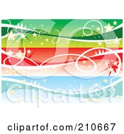 Poster, Art Print Of Digital Collage Of Three Colorful Christmas Banners With Stars