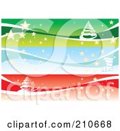 Digital Collage Of Three Christmas Banners With Trees And Stars