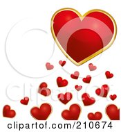 Poster, Art Print Of Gold And Red Heart Over Tiny Red Hearts