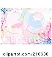 Poster, Art Print Of Pastel Watercolor Background With Rainbow Vine Corners