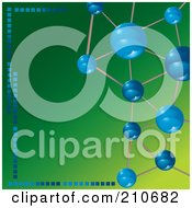 Poster, Art Print Of Blue Molecules Framing A Green Background