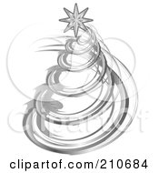 Poster, Art Print Of Silver Spiral Christmas Tree With A Star On Top