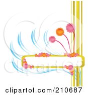 Royalty Free RF Clipart Illustration Of A Blank Box For Text With Colorful Flowers And Blue Swooshes On White by MilsiArt