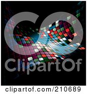 Poster, Art Print Of Glowing Colorful Mosaic Wave On Black