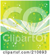 Royalty Free RF Clipart Illustration Of A Gradient Green Background With Rays And Sparkles