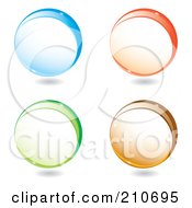 Poster, Art Print Of Digital Collage Of Blue Orange Green And Brown Spheres With Shadows