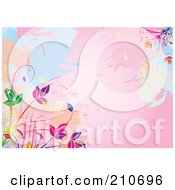 Royalty Free RF Clipart Illustration Of A Pink Watercolor Background With Colorful Vines