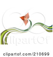 Poster, Art Print Of Green Waves And An Orange Lily Flower