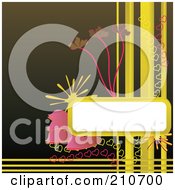 Poster, Art Print Of Blank Box On A Heart And Floral Yellow And Brown Background
