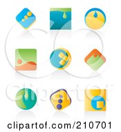 Royalty Free RF Clipart Illustration Of A Digital Collage Of Nine Colorful Icon Or Logo Designs With Shadows by MilsiArt
