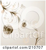 Poster, Art Print Of Bronze Flowers And Splatters Over Beige