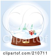 Snow Globe With Presents Near Evergreens