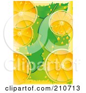 Poster, Art Print Of Citrus Background Of Orange Slices Over Green