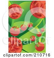 Poster, Art Print Of Background Of Cherry Tomatoes And Green Leaves
