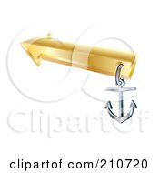 Royalty Free RF Clipart Illustration Of An Anchor At The End Of A 3d Golden Arrow