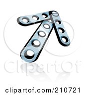 Royalty Free RF Clipart Illustration Of A 3d Metal Arrow With Holes Pointing Up