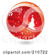 Poster, Art Print Of Shiny Red Christmas Tree And Starry Globe