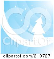 Poster, Art Print Of Blue Curve And White Evergreen Background