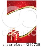 Poster, Art Print Of Sparkly Red Gift Border With White Space