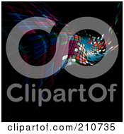 Poster, Art Print Of Wavy Mosaic Tiles Fading Into Black
