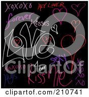 Poster, Art Print Of Digital Collage Of Love Words And Doodles On Black