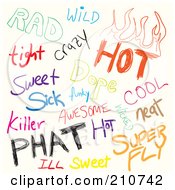 Poster, Art Print Of Digital Collage Of Sketched Slang Words On White