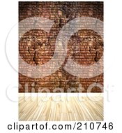 Poster, Art Print Of Light Hardwood Floor Against A Grungy Brick Wall