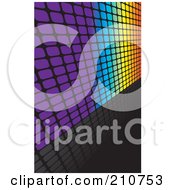 Poster, Art Print Of Square Grid Rainbow Wall Leading Off To The Right On A Reflective Black