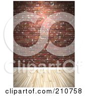 Poster, Art Print Of Light Hardwood Floor Against A Deep Red Brick Wall