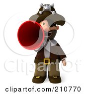 Royalty Free RF Clipart Illustration Of A 3d Young Pirate Facing Front And Announcing Through A Megaphone