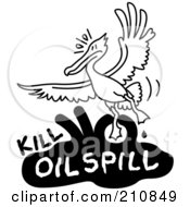Bird Flying Over Kill Oil Spill Text