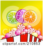 Poster, Art Print Of Container Of Peppermint Swirls Bubble Gum And Lolipop Candies
