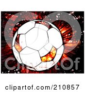 Royalty Free RF Clipart Illustration Of A Fiery Exploding Soccer Ball Background
