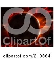 Royalty Free RF Clipart Illustration Of A Fiery Red Solar Eclipse With Electrical Waves Over Black by elaineitalia