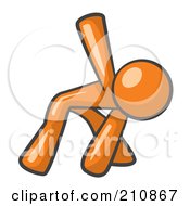 Royalty Free RF Clipart Illustration Of An Orange Man Design Mascot Prepared To Run A Race