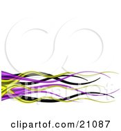Clipart Illustration Of A Vibrant Colorful Background Of Black Yellow And Purple Waves Over White