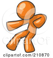 Orange Man Design Mascot Fighter Punching