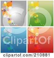 Poster, Art Print Of Digital Collage Of Gray Green Blue And Red Backgrounds With Colorful Dots