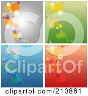 Royalty Free RF Clipart Illustration Of A Digital Collage Of Gray Green Blue And Red Backgrounds With Colorful Dots