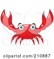 Poster, Art Print Of Cute Red Crab Holding Up Both Arms