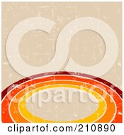 Royalty Free RF Clipart Illustration Of A Grungy Tan Background With A Red Orange And Yellow Circle