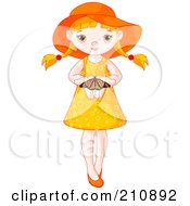 Poster, Art Print Of Cute Summer Girl Holding A Butterfly In Her Hands