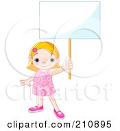 Poster, Art Print Of Cute Toddler Girl Proudly Holding Out A Blank Sign
