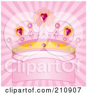 Bursting Pink Background With A Princess Crown Over A Banner