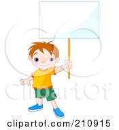 Poster, Art Print Of Cute Toddler Boy Proudly Holding Out A Blank Sign