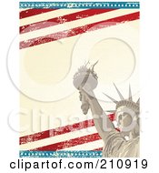 American Grunge Background Of The Statue Of Liberty Over Distressed Stars And Stripes
